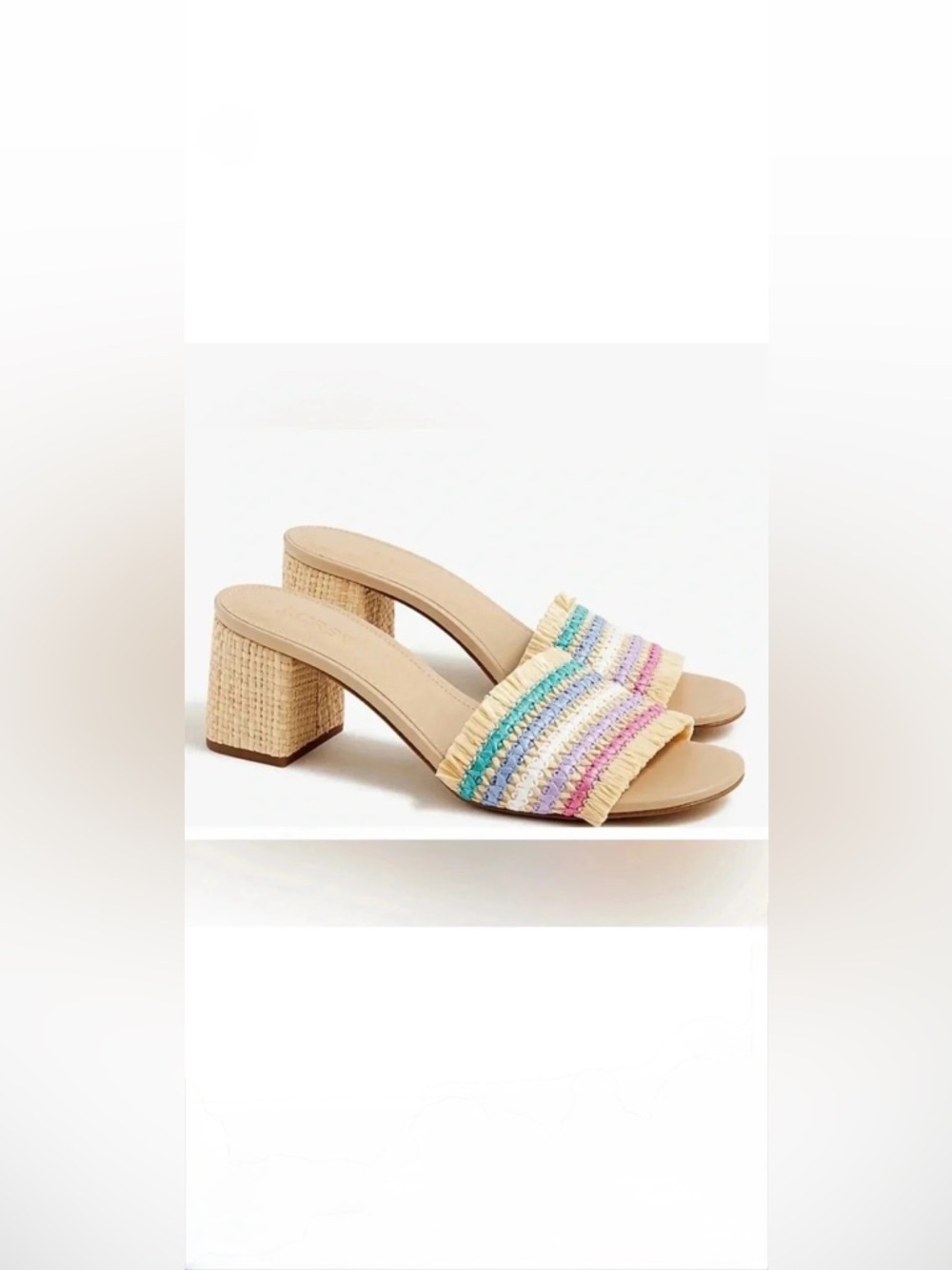 J.Crew Rainbow Raffia Woven mule heels 8